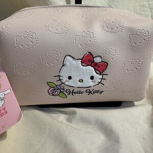 NWT Hello Kitty x Primark Collab Light Pink Embossed Makeup Bag with Embroidery